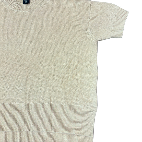Bloomingdale's 100% Cashmere Knit Ivory Short Sleeve Sweater Women's Extra Small - Picture 7 of 13